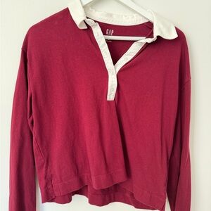 GAP Burgundy Polo with White Collar